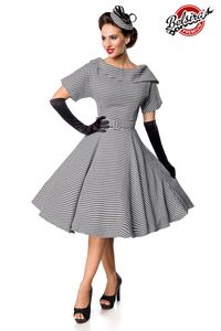Belsira Damen Premium Vintage Swingkleid Kleid Retro 50s 60s Rockabilly Sommerkleid Partykleid, Größe:M, Farbe:Grau