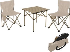 Campingset MCW-N50, Tisch 2x Stuhl Klappstuhl Anglerstuhl faltbar, Metall  weiß