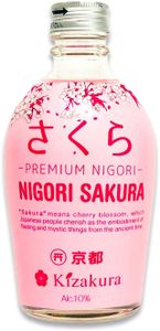 [ 300ml ] KIZAKURA Sake Nigori Sakura (Kirschblüten) / ungefilterter Sake aus Japan, alc. 10% vol / premium sake