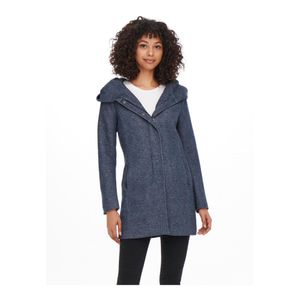 ONLY Damen klassischer Mantel OnlSedona Coat Übergangs-Jacke Kapuze Einfarbig, Farbe:Blau, Größe:M