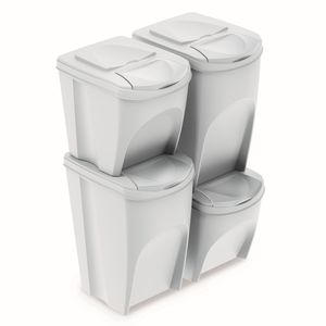 Sada odpadkových košů Sortibox 2x25L, 2x35L Sada odpadkových košů Sortibox Odpadkové koše na třídění odpadů Separační koše bílé Recyklace