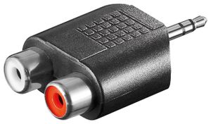 Adaptér, 3,5 mm stereo jack konektor - 2x cinch zásuvka