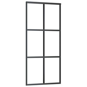 vidaXL Schiebetür ESG-Glas und Aluminium 90x205 cm Schwarz