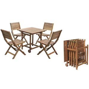 Gartenmöbelset mit 4 Stühlen DKD Home Decor Holz 5 teilig Sitzgruppe Balkon