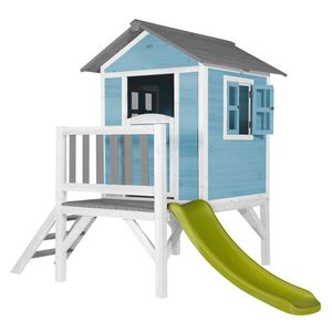 AXI Spielhaus Beach Lodge XL in Blau mit hellgrüner Rutsche | Kleiner Spielturm für den Garten