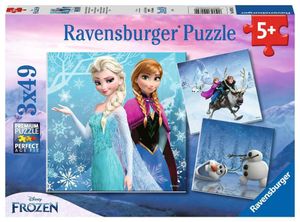 3 x 49 Teile Ravensburger Kinder Puzzle Disney Frozen Abenteuer Winterland 09264