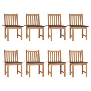 HOMMIE© Outdoor-Stuhl ,8er Set Gartenstühle mit Kissen Massivholz Teak Relaxsessel Armlehnstuhl & schlichten Design
