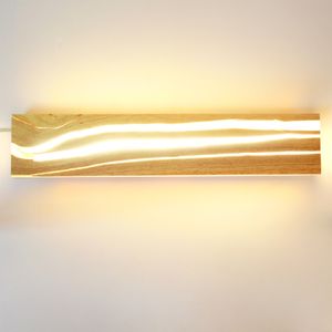 Wandleuchte Holz dimmbar 9W LED Wandlampe Innen 55cm 600LM Wandbeleuchtung mit schalter, Wand Deko für Schlafzimmer Flur Treppe