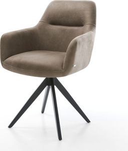 DELIFE Esszimmerstuhl Pejo-Flex Mikrofaser Taupe Vintage Kreuzgestell kantig Schwarz Taschenfederkern