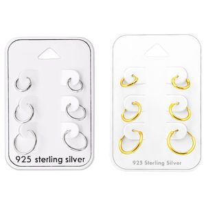 Kleine Creolen Set Silber 925: 3 Paar Ohrringe 8, 10 & 12 mm, Modellvariante:925 Sterling Silber