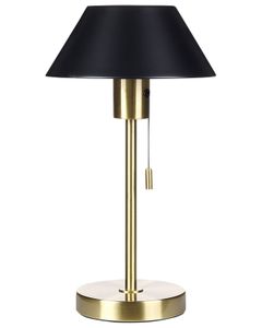 BELIANI Tischlampe Schwarz und Gold mit Kegelschirm und Zugschalter Arbeitszimmer Modern