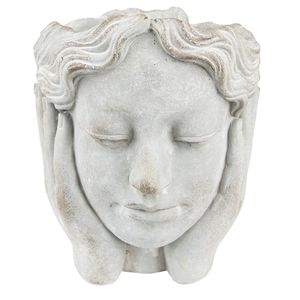 Clayre & Eef Blumentopf Kopf Ø 11x20 cm Grau Stein