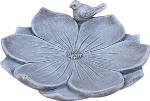 stoneandstyle Vogeltränke Blüte mit Vögelchen Steinguss frostfest Steinfigur