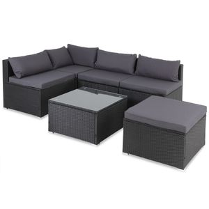 Casaria Poly Rattan XL Lounge Set Auflagen & Kissen Gartenlounge Sitzgruppe Gartenmöbel Set, Farbe:schwarz/anthrazit