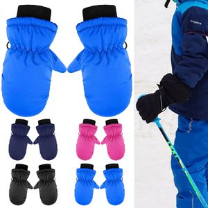 Kinder Skihandschuhe Jungen & Mädchen Fäustling Winter Wasserdichte & Warme Skihandschuhe,Farbe: Schwarz,Größe: