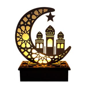 Ramadan Laterne LED Holz Mond Sterne Lichtdekoration Ramadan Eid Mubarak Home Decor Craft Ramadan Dekoration