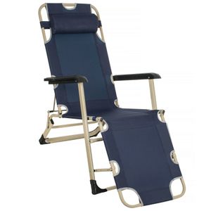 Gartenliege Sonnenliege Relaxliege Liegestuhl Marineblau Klappliege Gartenstuhl stufenlos verstellbar praktische leicht