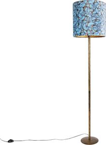 QAZQA - Modern Botanische Stehlampe Gold I Messing mit Schmetterlingsmuster 40 cm - Simplo I Wohnzimmer I Schlafzimmer - Textil Länglich - LED geeignet E27 QAZQA - Modern Botanische Stehlampe Gold I Messing mit Schmetterlingsmuster 40 cm - Simplo I Wohnzimmer I Schlafzimmer - Textil Länglich - LED geeignet E27