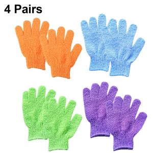 Peeling-Handschuhe für Damen und Herren, 8 Stück schwere und große Peeling-Handschuhe für Dusche, Spa, Massage – Peeling-Handschuhe für Körper, Gesicht, Hand und F,Purple+green+orange+blue