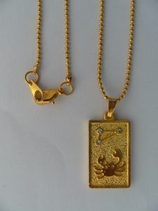 Kette mit Sternzeichen Anhänger: Krebs, Ketten Horoskop Astrologie Tierkreiszeichen golden
