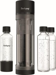 Sodapop Wassersprudler Logan, inkl. 2 Glasflaschen (850 & 600 ml) und 1 PET-Flasche (850 ml), Matt Schwarz, Höhe 42,6 cm, ohne CO₂-Zylinder