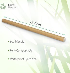 Love Nature Durable Paper Straws Kraft 100 ks - Slamky 0,8 Paper - Recyklované slamky - Pitné slamky papierové - Papierové slamky - Papierové slamky - Slamky na jedno použitie