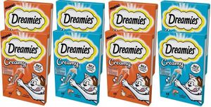 Dreamies Katzenleckerlis Creamy Snacks mit Lachs und Huhn Set mit 8 Packungen (32 Portionen à 10g)