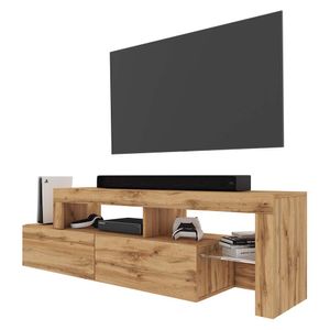 Selsey TV-Möbel Asten - TV-Element im asymmetrischen Design - 172 cm breit - Wotan Eiche mit LED