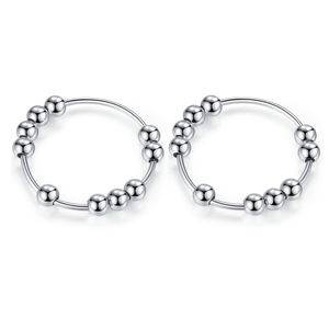 INF Anti-Stress-Ring mit 10 drehbaren Perlen Kupfer-Silber Größe 8 2er-Pack