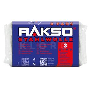 RAKSO® Stahlwolle Pads Sorte 3    8 Pads = 200 g   010380