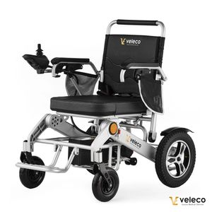 Veleco COSMO: Elektrorollstuhl, leicht, faltbar, E-Rollstuhl, mit einfach zu bedienendem Ein-Finger-Joystick, Motor 2x250 W