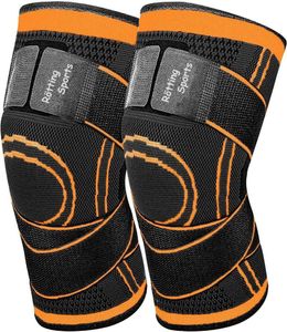 Rötting Sports 2 Kniebandagen Sportbandage Kniestütze orange/schwarz Größe S