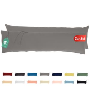Jersey Kissenbezug 2er Set 40x145 cm 100% Baumwolle Grau Jersey Kissenbezug 2er Set 40x145 cm 100% Baumwolle Grau