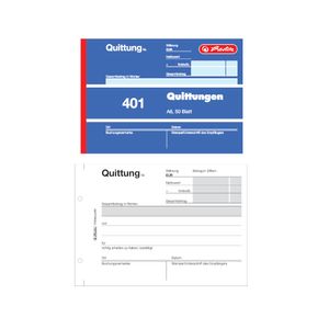 5x Herlitz Quittungsblock 401 / A6 / 50 Blatt