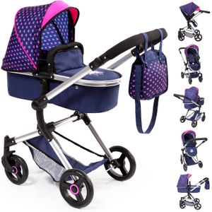 Bayer Design Kombi-Puppenwagen Neo Vario mit Tasche, wandelbar, blau, rosa, Einhorn