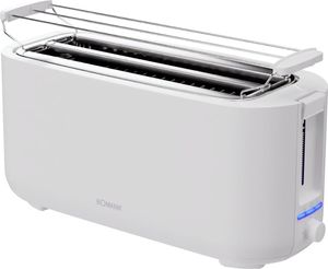 Bomann® Toaster 4 Scheiben | Langschlitztoaster mit Auftau-/Aufwärm-/Schnellstoppfunktion | mit Brötchenaufsatz | TA 6070 CB weiß