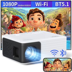 Yoton Y3-PW Mini Beamer 5500Lumen, WiFi Bluetooth Projektor Full HD 1080P Unterstützt, Native 720P, Kompatibel mit Laptop/PC/Smartphone