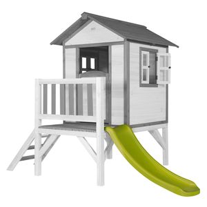 AXI Spielhaus Beach Lodge XL in Weiß mit hellgrüner Rutsche | Stelzenhaus aus  Holz für Kinder | Kleiner Spielturm für den Garten