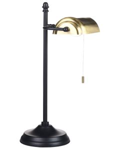 BELIANI Tischlampe Gold und Schwarz Metallsockel Glasschirm Verstellbarer Lichtschalter Retro Stil, Büroleuchte