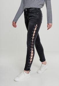 Dámské kalhoty Urban Classics Ladies Denim Lace Up Skinny Pants black washed - 27 Dámské kalhoty Urban Classics Ladies Denim Lace Up Skinny Pants black washed - 27