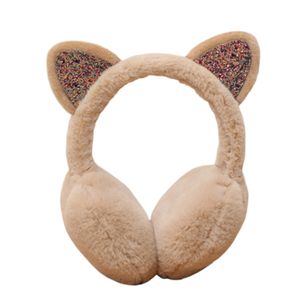 Ohrenschützer Hautfreundliche Katzenohren Design Plüsch Winter Warme Katzen Ohrenschützer für Outdoor-Khaki