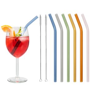 bremermann 6 sklenených slamiek na pitie, 15 cm dlhé, opakovane použiteľné, farebné vrátane 2