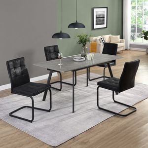 B&D home Essgruppe SVANTJE mit 4 Stühlen | ausziehbar 120-160 cm x 80 cm 4-6 Personen Küchentisch für Esszimmer | skandinavisch | Beton Optik