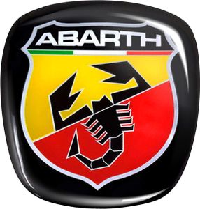 Abarth 3D Aufkleber Logo Offizielles Wappen für Fiat Grande Punto, vorne und hinten, 60 x 65 mm, 71 x 65 mm, Rot