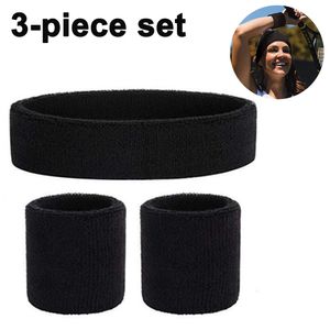 3-teiliges Schweißband-Set mit 2X Schweißbändern für die Handgelenke + 1x Stirnband für Damen & Herren