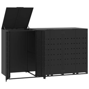 vidaXL Mülltonnenbox für 3 Tonnen Schwarz 207x79x117 cm Stahl