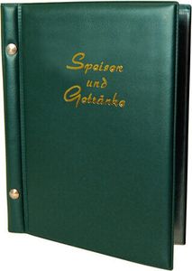 1x Speisekarte (PVC) "Speisen und Getränke" dunkelgrün 8 Seiten A5