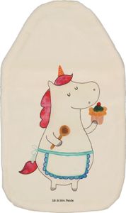 Mr. & Mrs. Panda Wärmflasche Einhorn Küche - Weiß - Geschenk, Einhörner, Einhorn Deko, Körnerkissen, Kinderwärmflasche, Bettflasche, Muffin, träumen, Kleine Wärmflasche