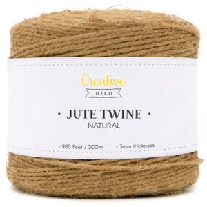 Creative Deco 300m Juteschnur Natur Braun | 2-3 mm Dicke 3-Lagig | Jutekordel Jutegarn Hanfschnur Juteband Paketband Stark | Jute Schnur Kordel