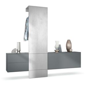 Vladon Garderobe Carlton Set 1,  Germany, Flur-Garderobe aus Deko-paneel, Schubladen-Kommode & Schuhschrank, Anthrazit matt / Beton Oxid Optik (209 x 193 x 35 cm)